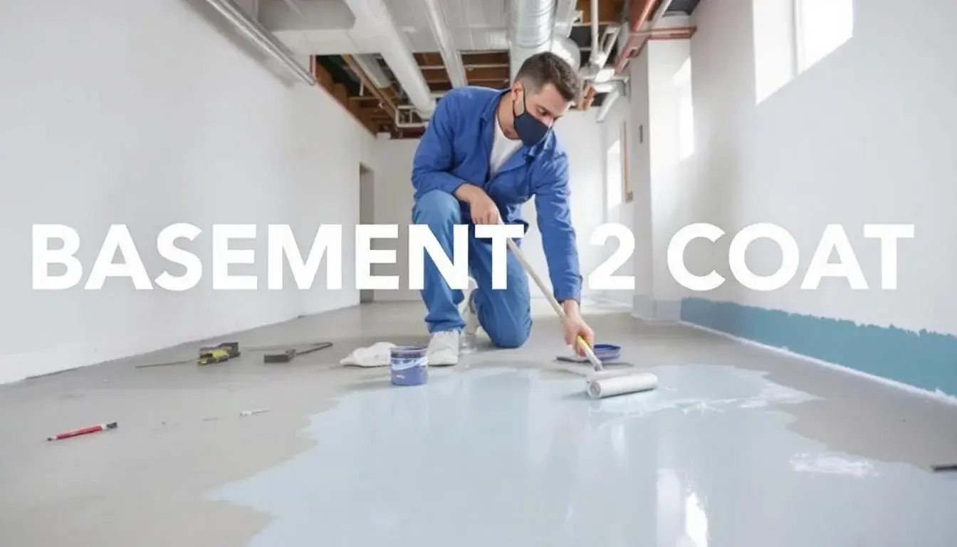 Applying second coat of paint on basement floor