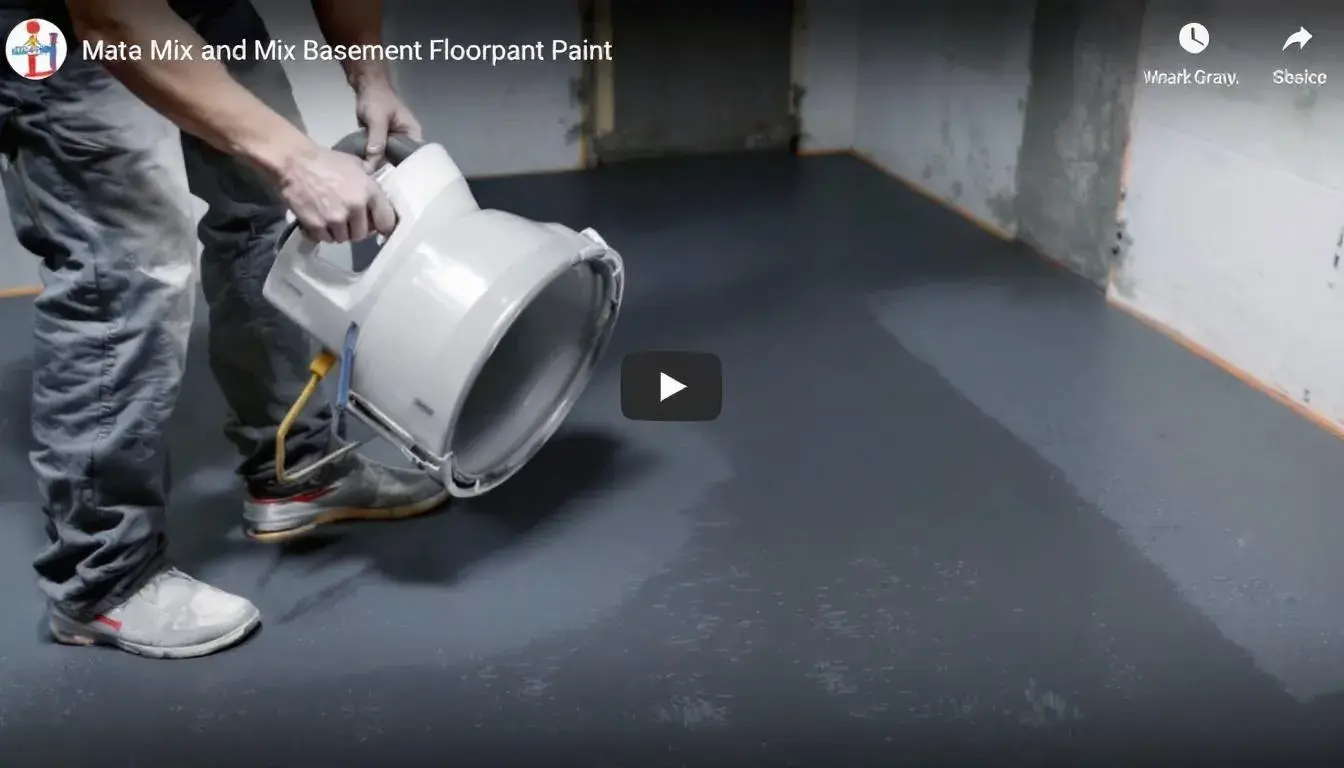 Mixing and applying epoxy paint on basement floor