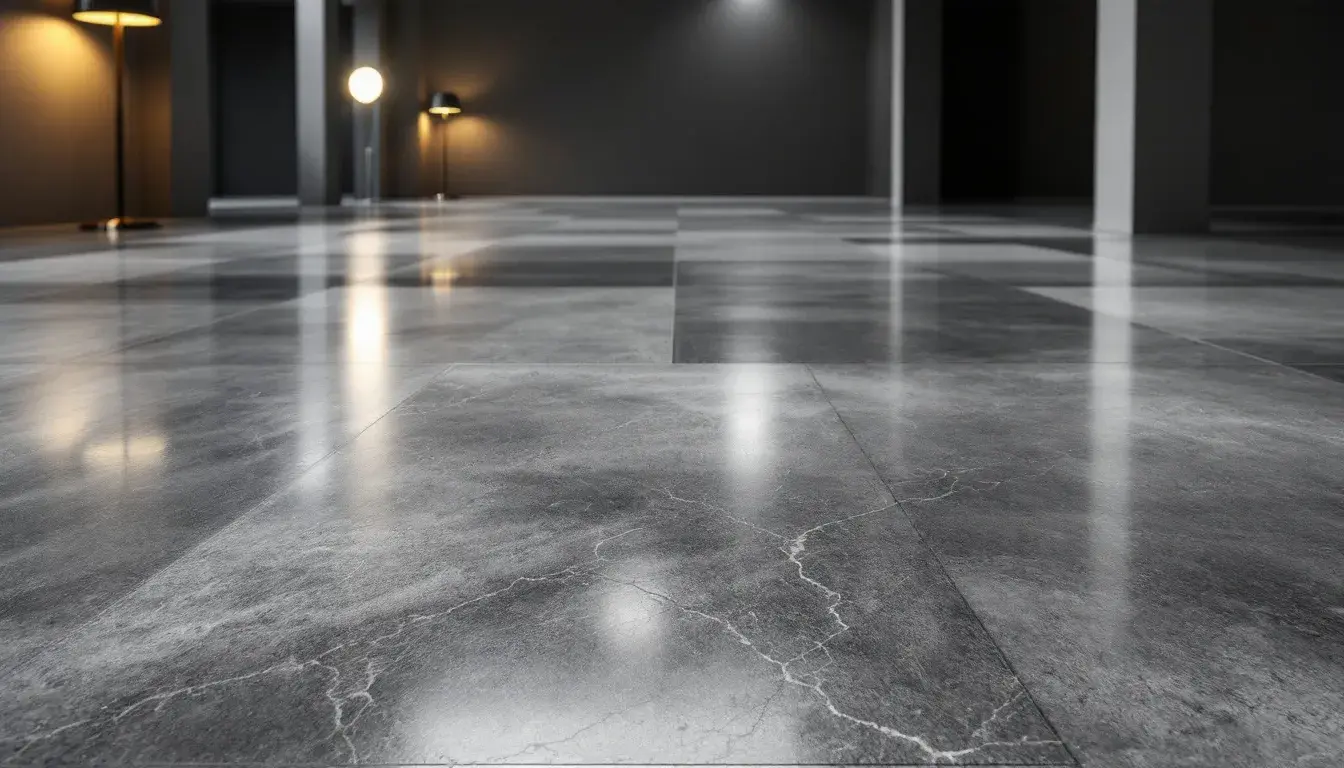 Basement floor freshly painted with durable concrete paint