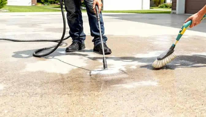 Maintaining a sealed concrete driveway with regular cleaning