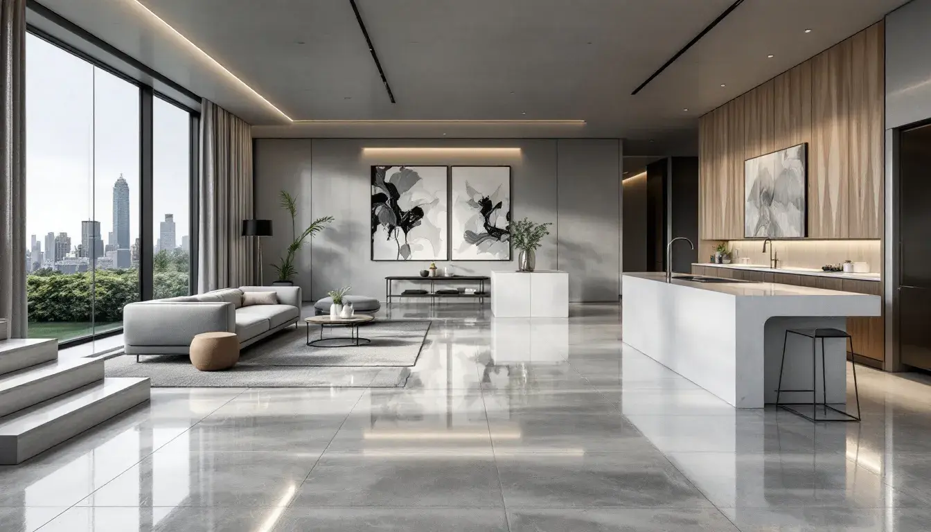 Various applications of shiny concrete floors in commercial and industrial settings